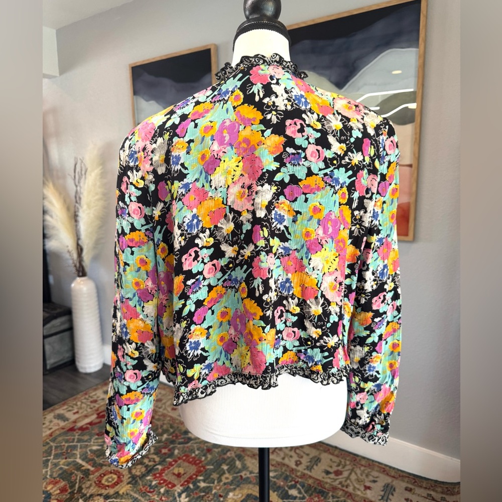 Vintage Platinum Floral Multicolor Cropped Jacket - Picture 3 of 6